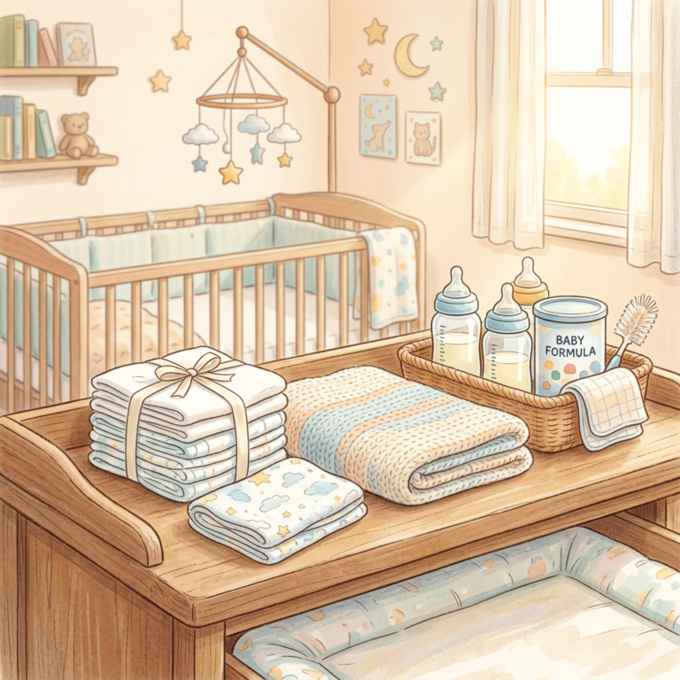 저소득층 기저귀·조제분유 지원 사업 신청 자격 및 국민행복카드 사용처 13 Nursery with crib, folded baby linens, bottles, formula, and changing table